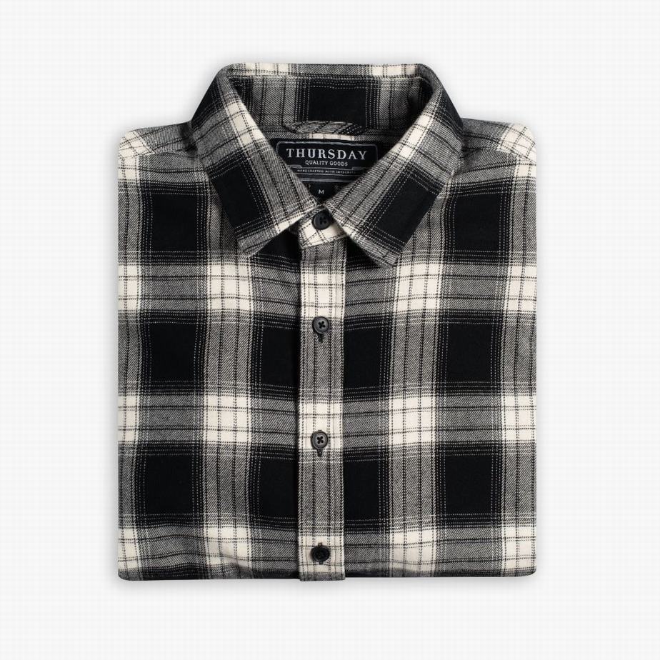 Black Cream Thursday Boots Forever Flannel Men Shirts | NRK159AQ