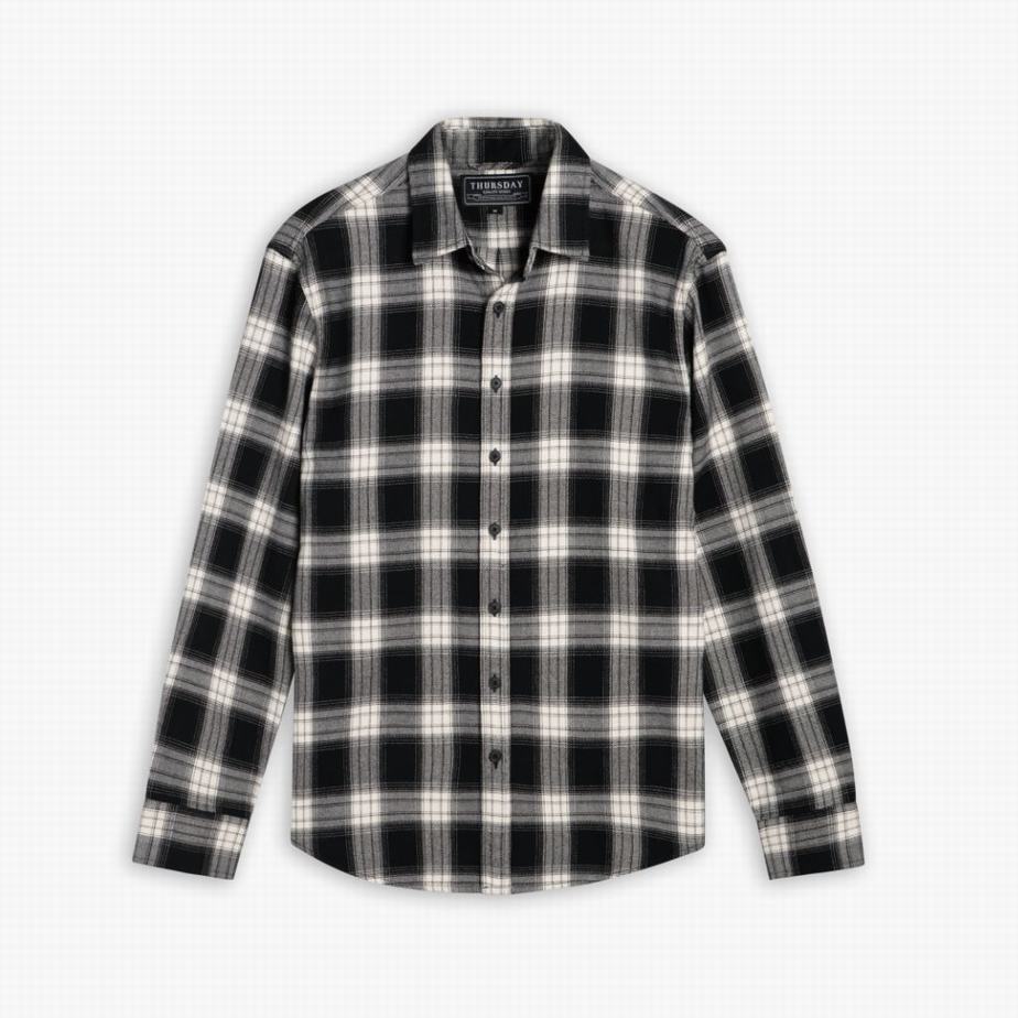 Black Cream Thursday Boots Forever Flannel Men Shirts | NRK159AQ