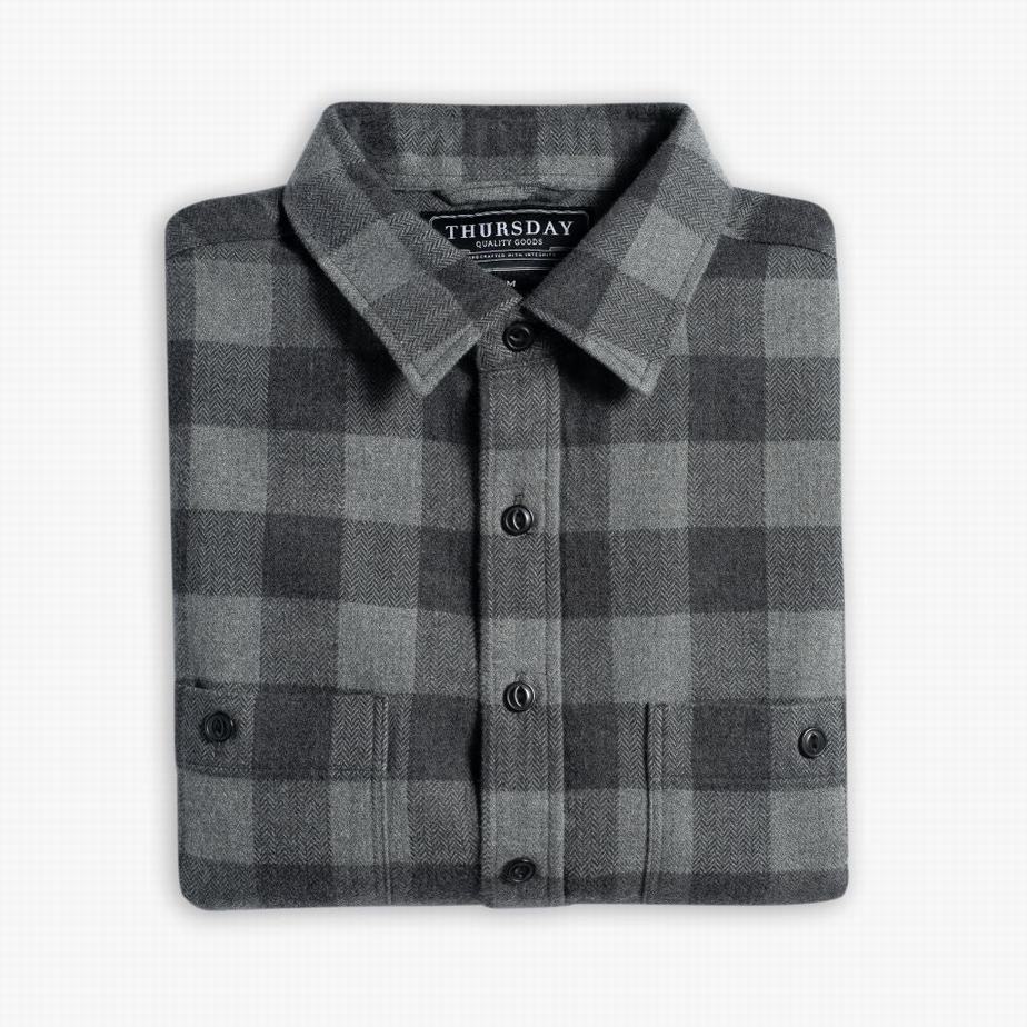 Black Grey Thursday Boots Buffalo Check Men Shirts | EHT6284TV