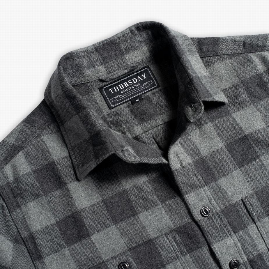 Black Grey Thursday Boots Buffalo Check Men Shirts | EHT6284TV