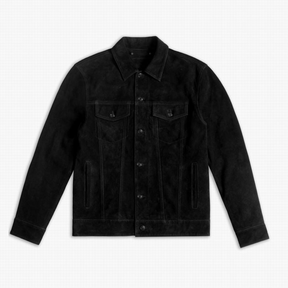 Black Thursday Boots Suede Trucker Men Jackets | RJY9585NM