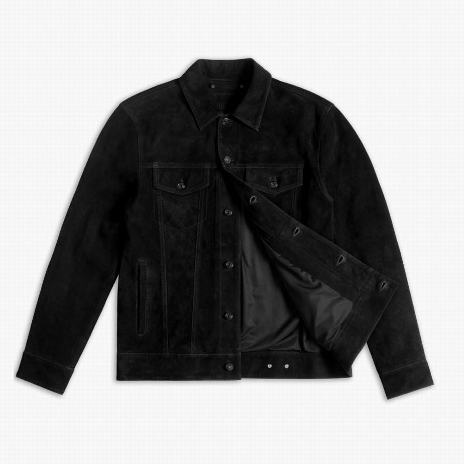 Black Thursday Boots Suede Trucker Men Jackets | RJY9585NM