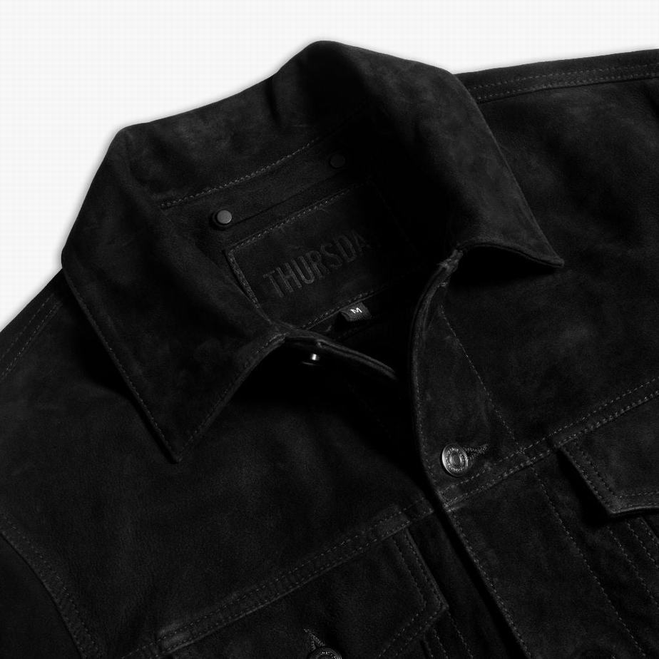 Black Thursday Boots Suede Trucker Men Jackets | RJY9585NM