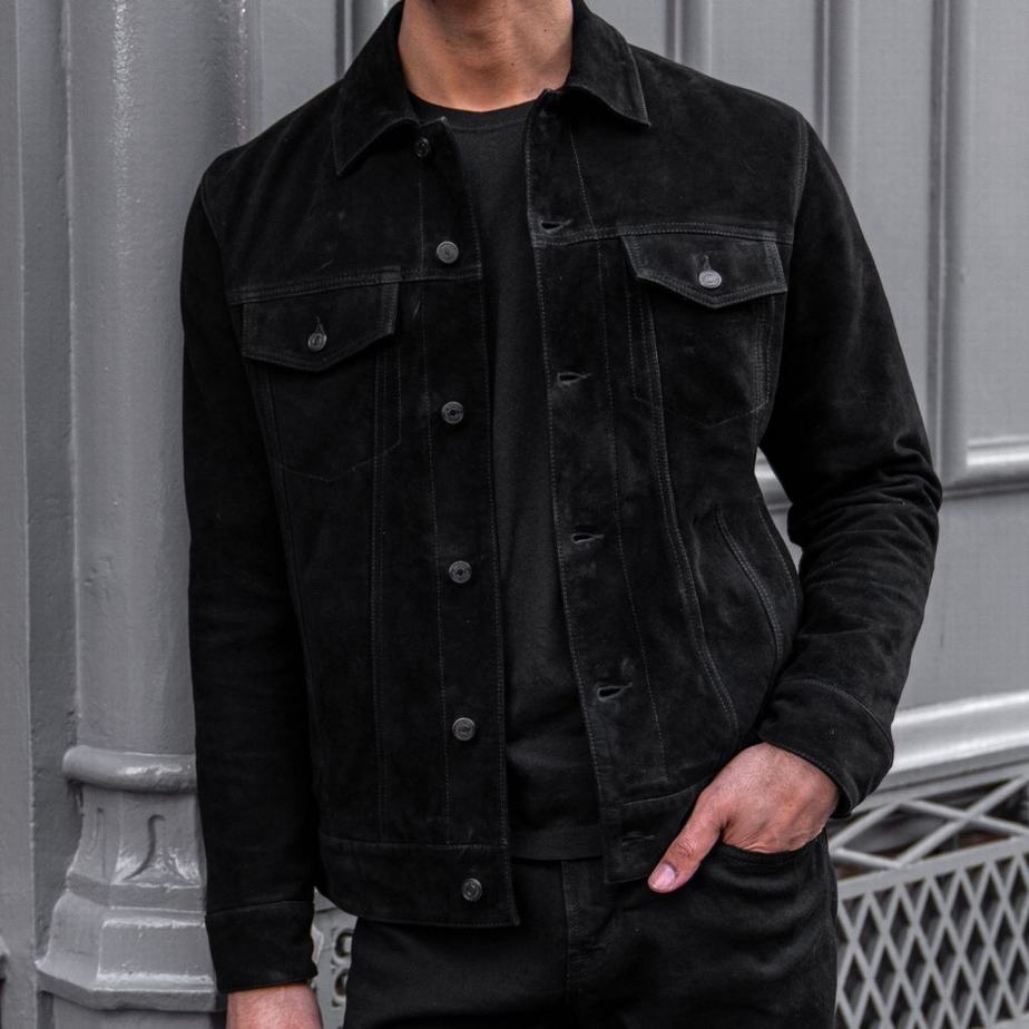 Black Thursday Boots Suede Trucker Men Jackets | RJY9585NM