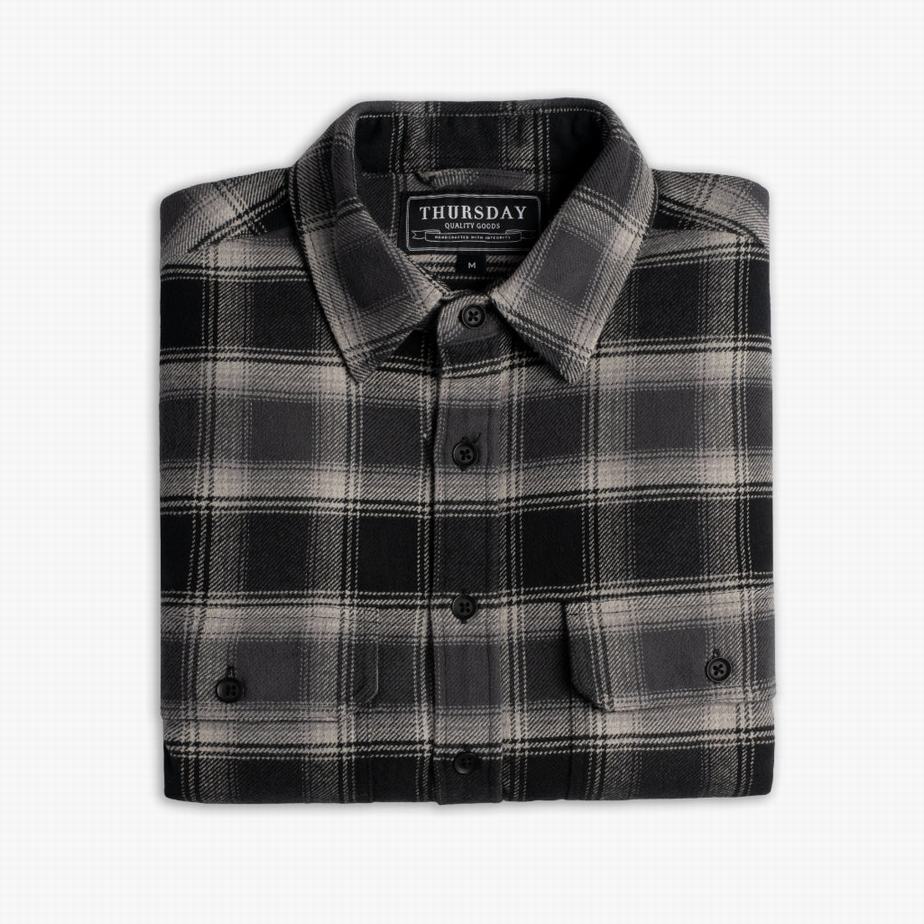 Black Thursday Boots Summit Flannel Men Shirts | RWU6120UC