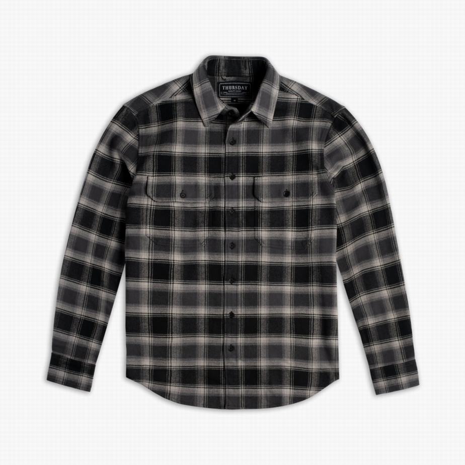 Black Thursday Boots Summit Flannel Men Shirts | RWU6120UC