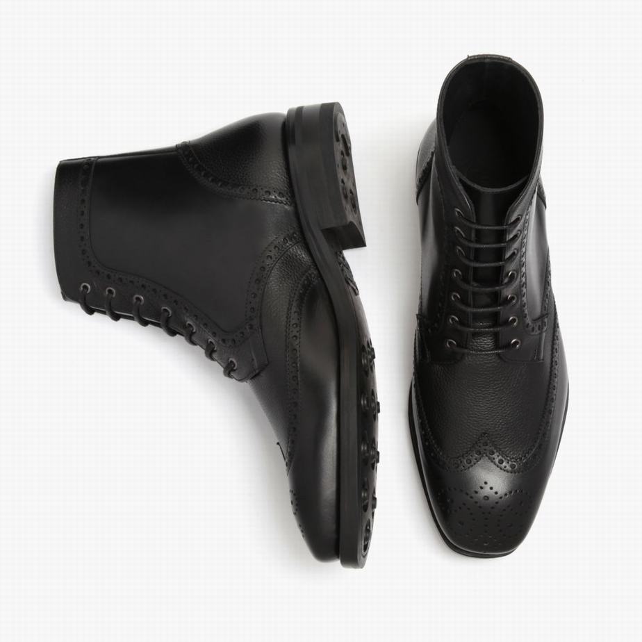 Black Thursday Boots Wingtip Men Lace Up Boots | HWB1068HC