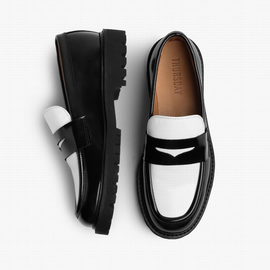 Black White Thursday Boots Penny Women Loafers | DQR2596UQ