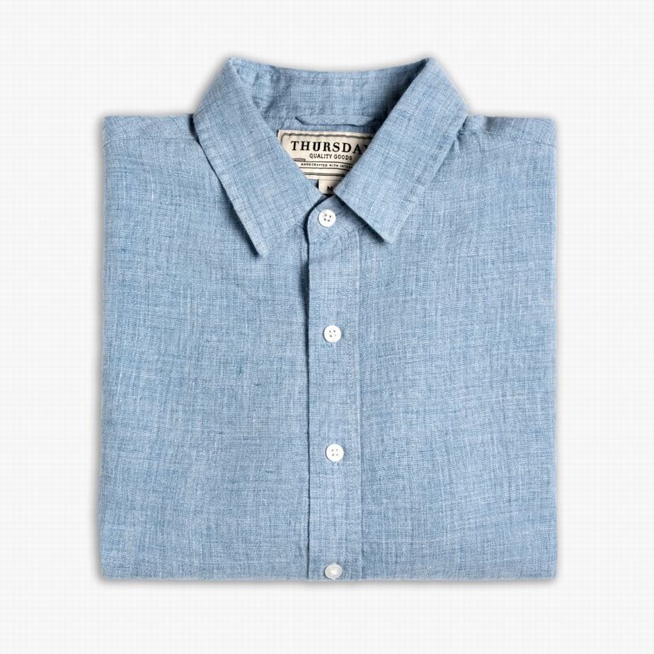 Blue Thursday Boots Linen Men Shirts | SLL9719YH