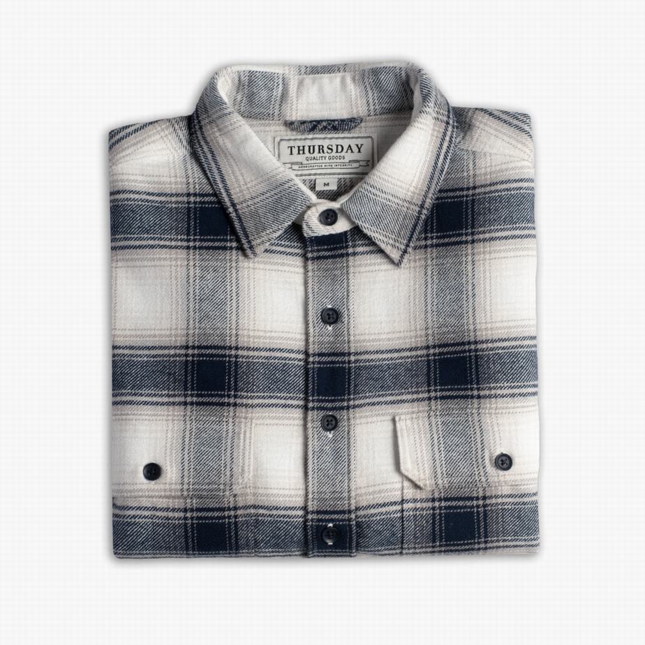 Blue Thursday Boots Summit Flannel Men Shirts | MKN6410UV