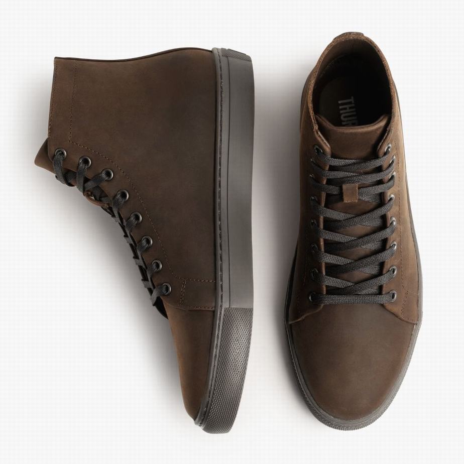 Brown Thursday Boots Premier Men High-Top Sneakers | YOM5155UC