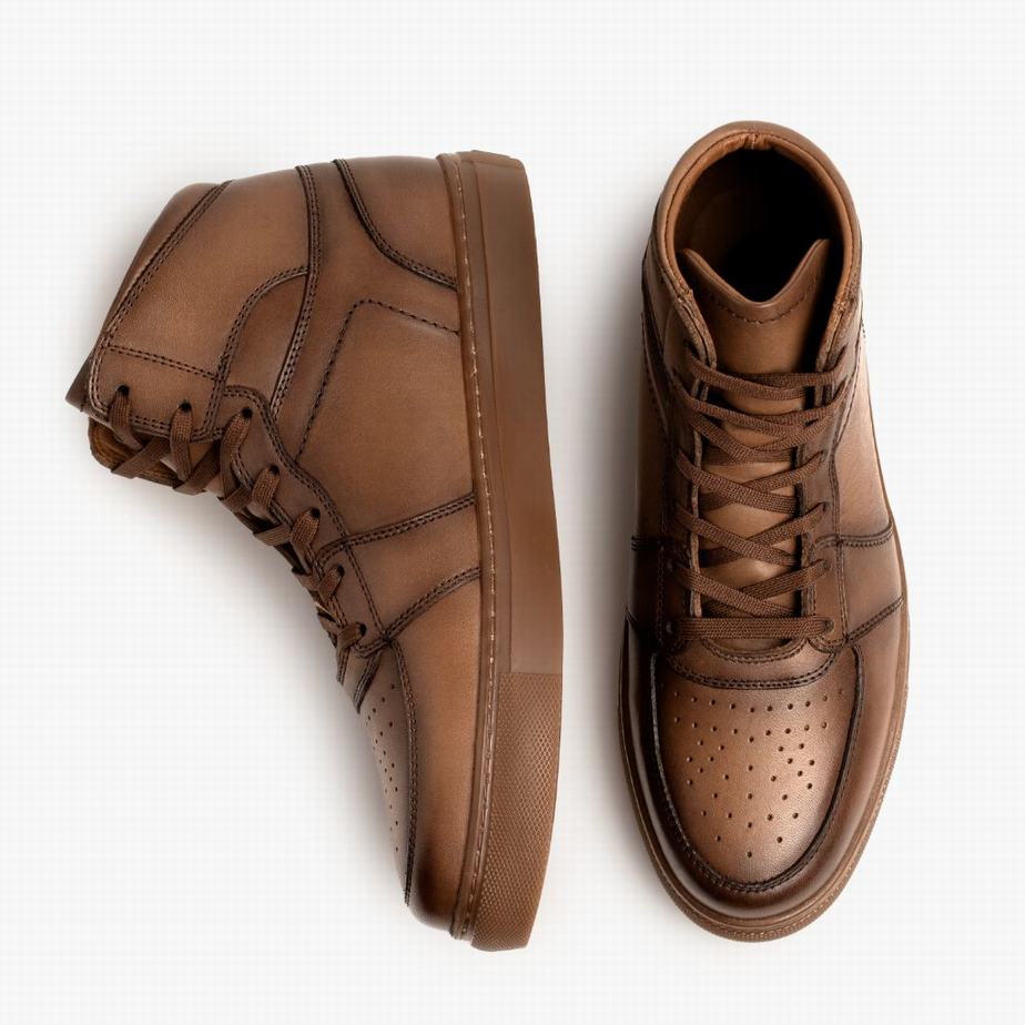 Brown Thursday Boots Showtime Men High-Top Sneakers | UXW1699OI