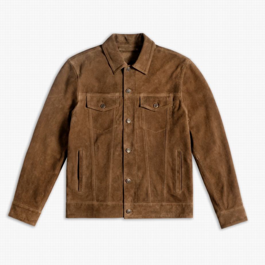 Brown Thursday Boots Suede Trucker Men Jackets | RHW8365XV