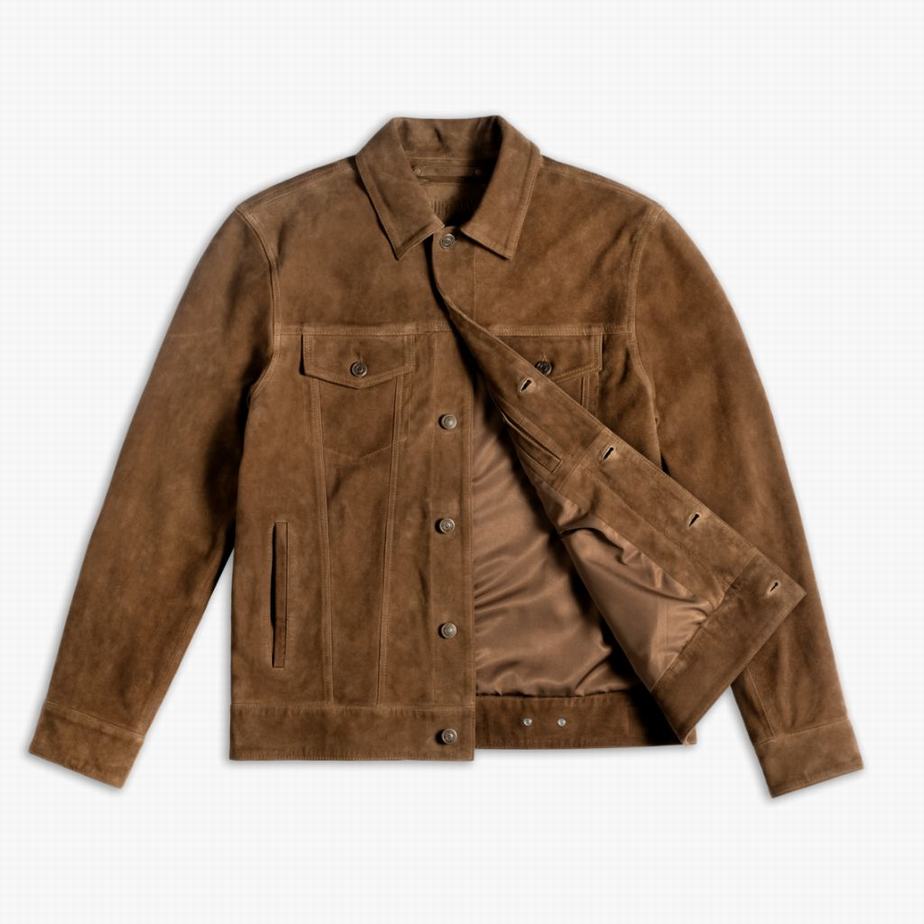 Brown Thursday Boots Suede Trucker Men Jackets | RHW8365XV