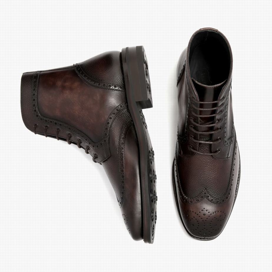 Coffee Thursday Boots Wingtip Men Lace Up Boots | HFX1181MD