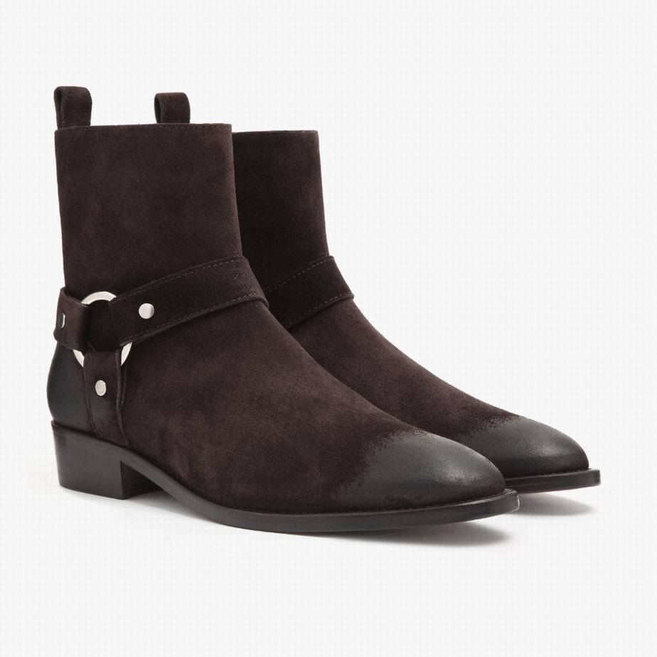 Dark Brown Thursday Boots Harness Men Chelsea Boots | VZG9395BN