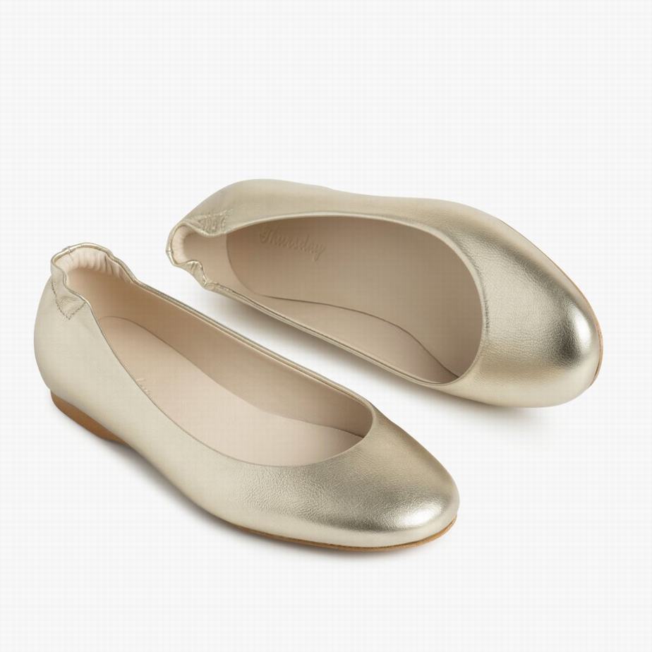 Gold Thursday Boots Scrunch Women Ballet Flats | LCD928MY