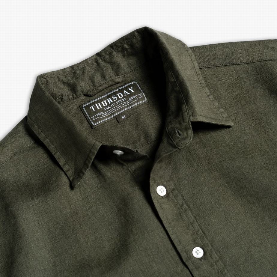 Olive Thursday Boots Linen Men Shirts | RTR9949QB