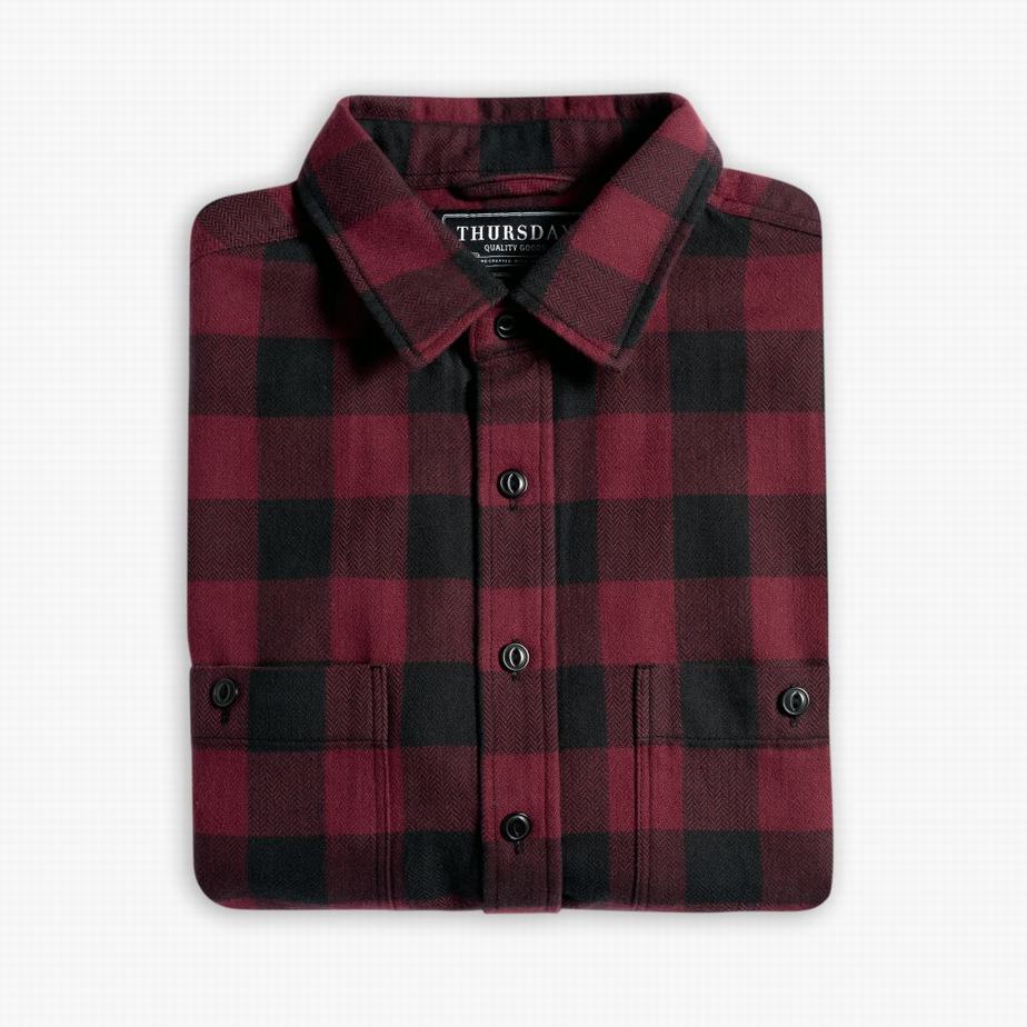 Red Thursday Boots Buffalo Check Men Shirts | LXK9515MN