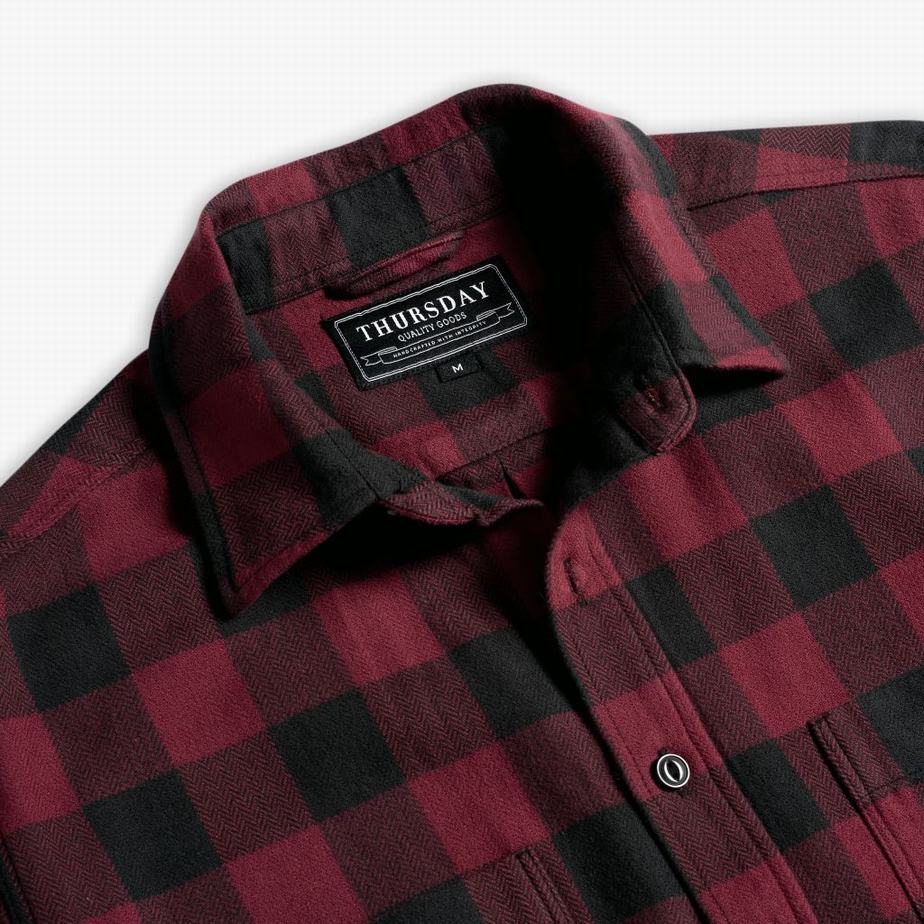 Red Thursday Boots Buffalo Check Men Shirts | LXK9515MN