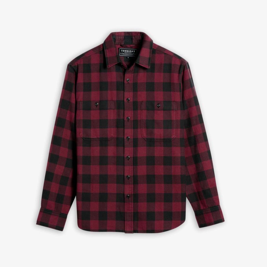 Red Thursday Boots Buffalo Check Men Shirts | LXK9515MN